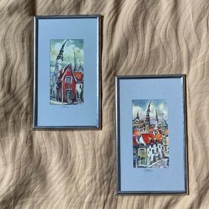 Watercolor print of Tallinn Estonia 2 pictures glass